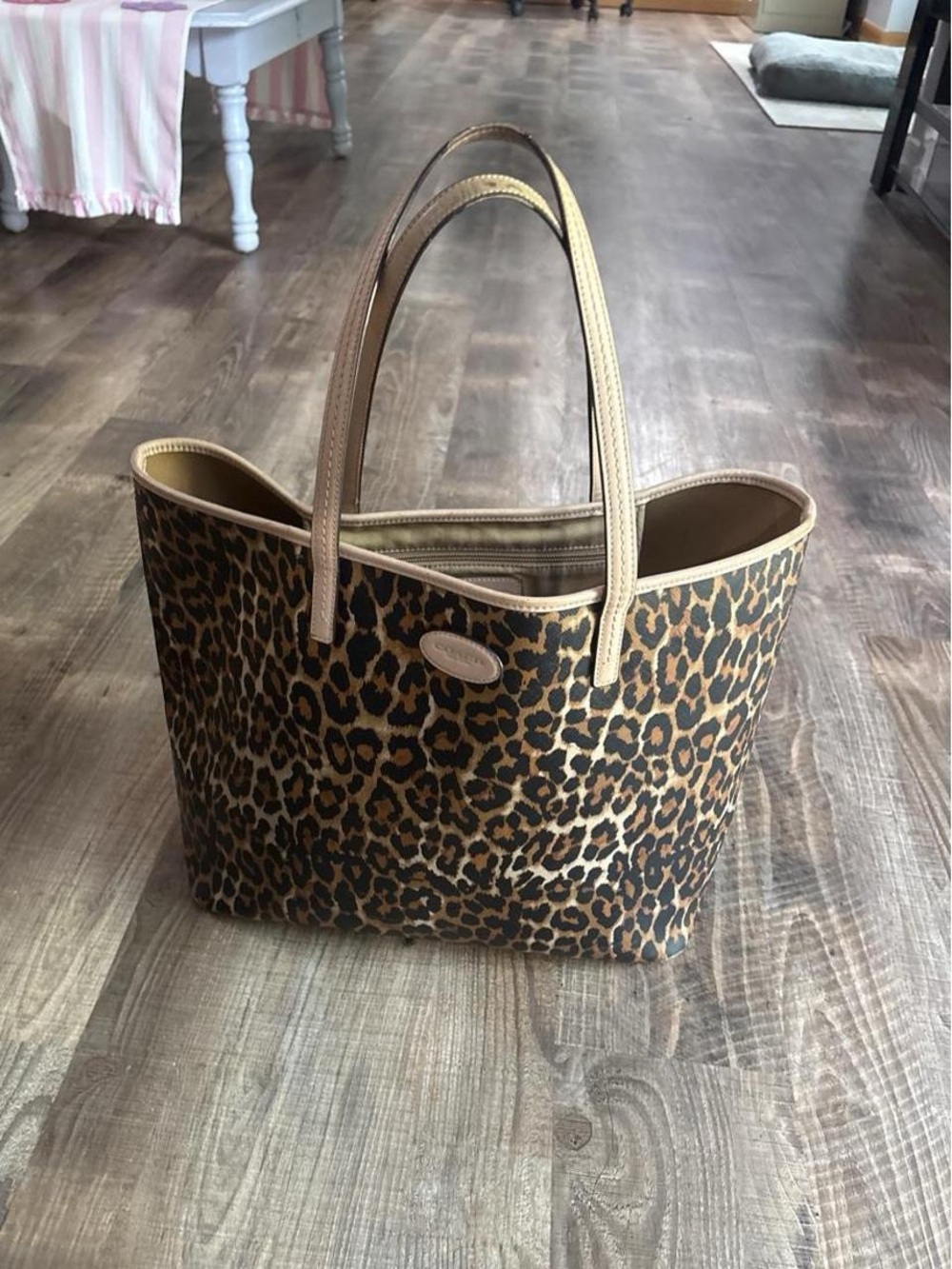 Coach Leopard Print Tote with Tan Trim
